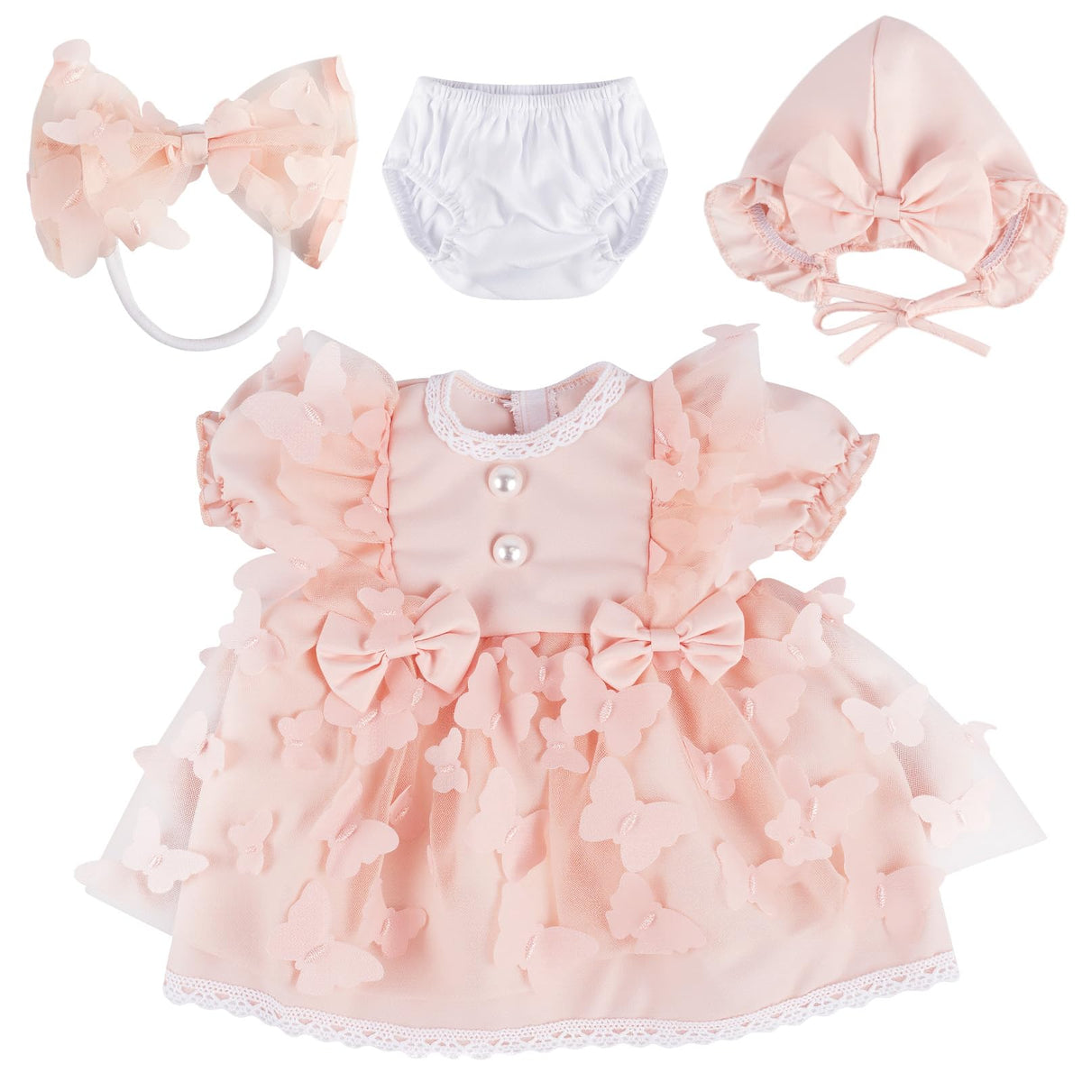 BABESIDE 4-piece doll clothes set with dress, hat, headband and underwear for 17-22 inch dolls