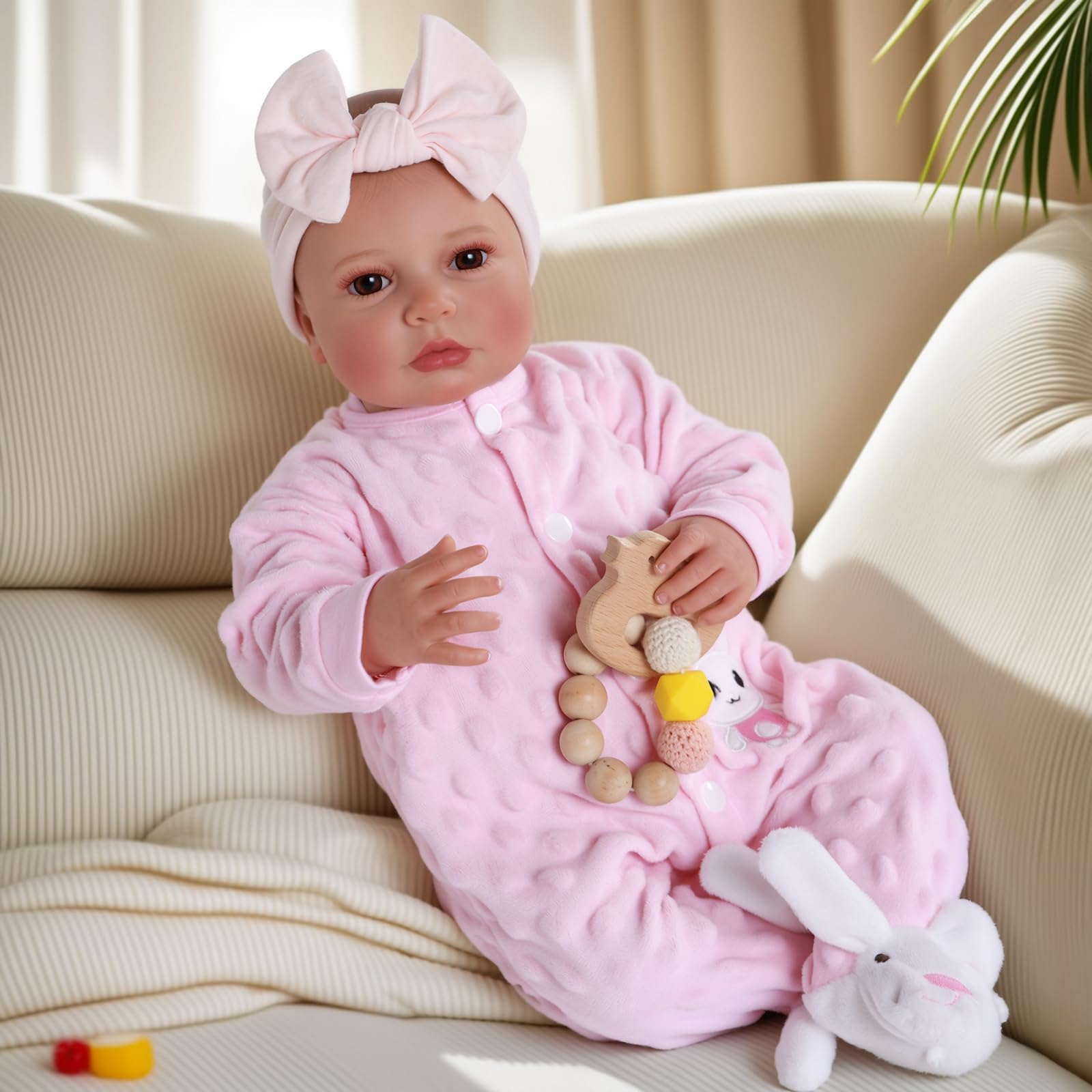 BABESIDE Reborn Doll with magnetic pacifier for authentic pretend feeding