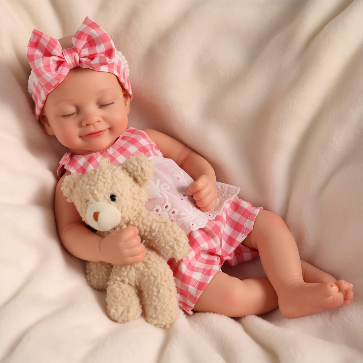 BABESIDE silicone doll sleeping pose for realistic snuggle play.