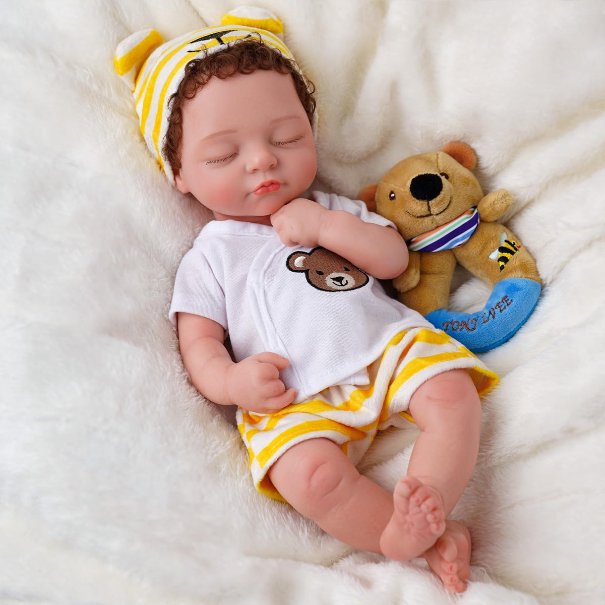 BABESIDE silicone reborn doll sleeping boy for soothing companionship and realism