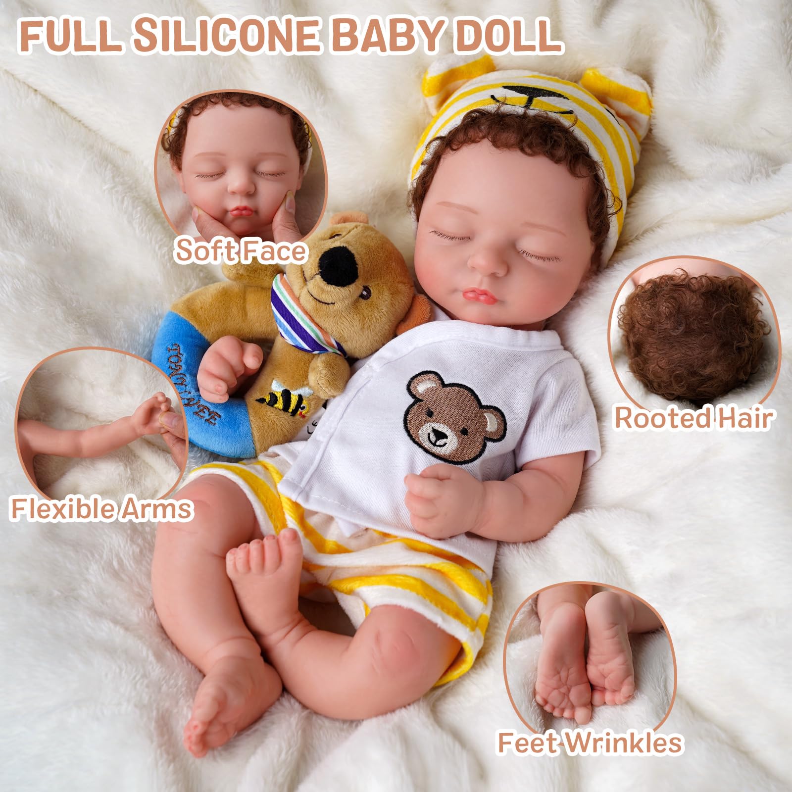 BABESIDE doll veins and hair detail enhances lifelike look
