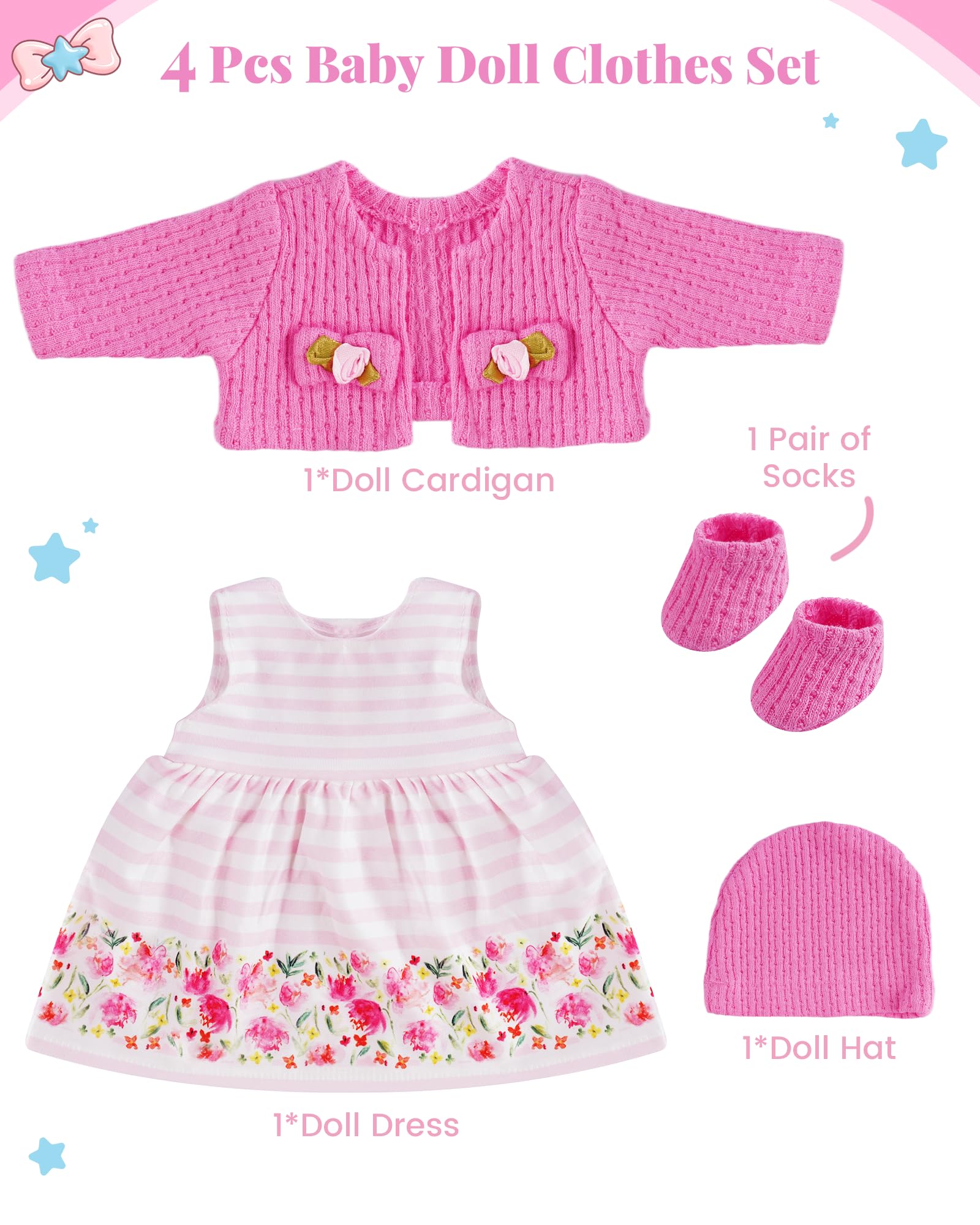 BABESIDE soft fabric doll clothes feel gentle for little hands during dressing