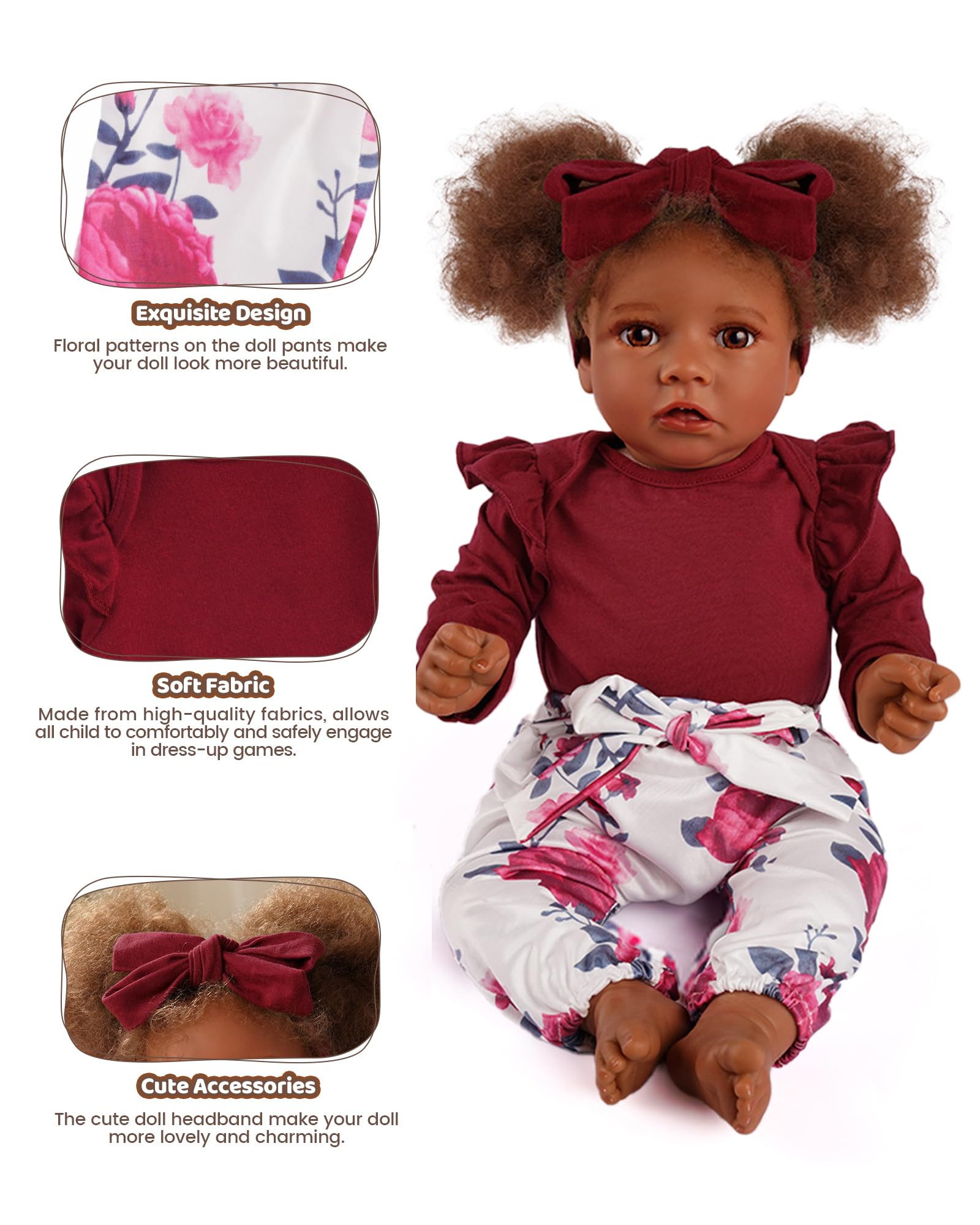 BABESIDE wine red doll headband completes outfits with quick styling
