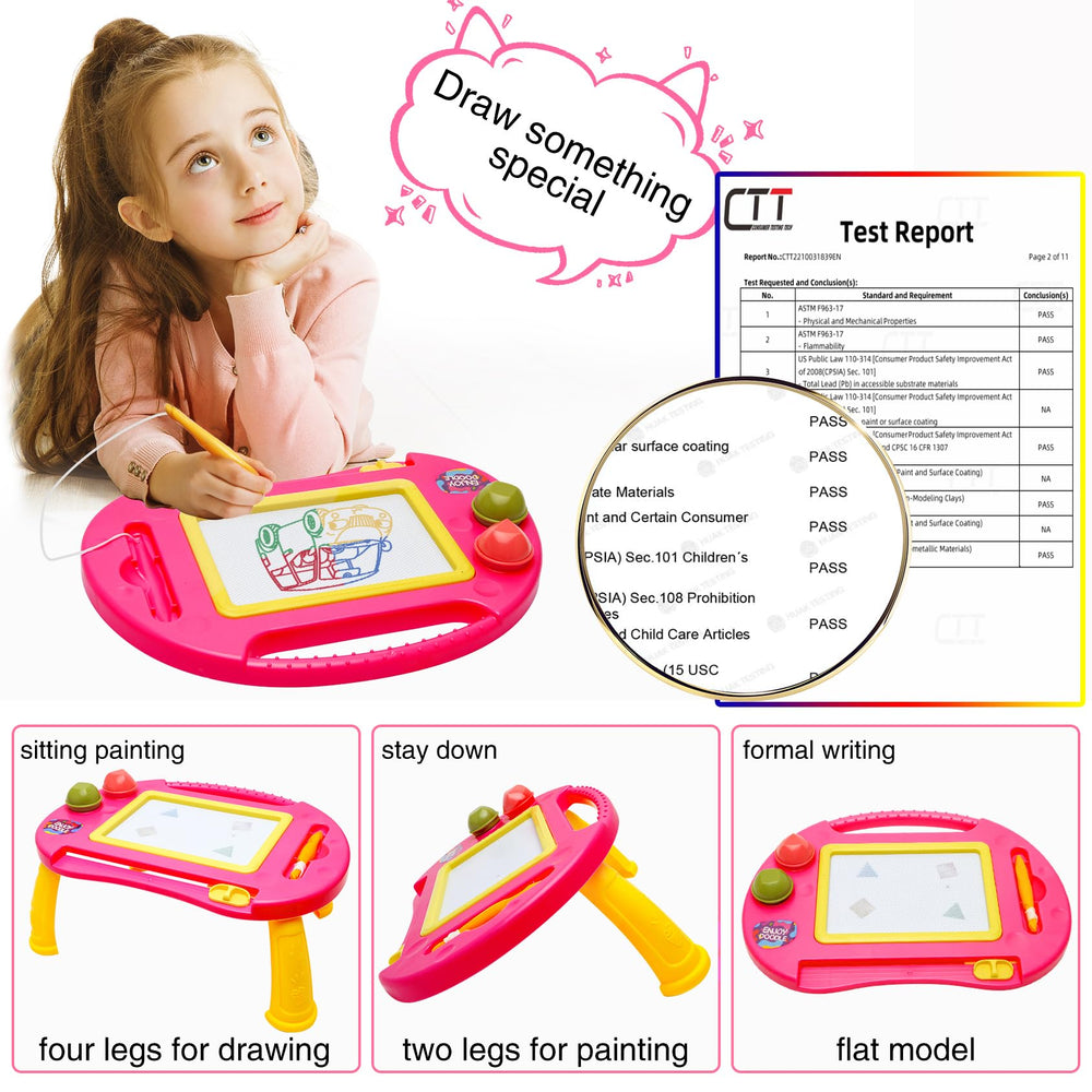 BABLOCVID magnetic doodle board with stamps fosters creative drawing and mess-free fun.