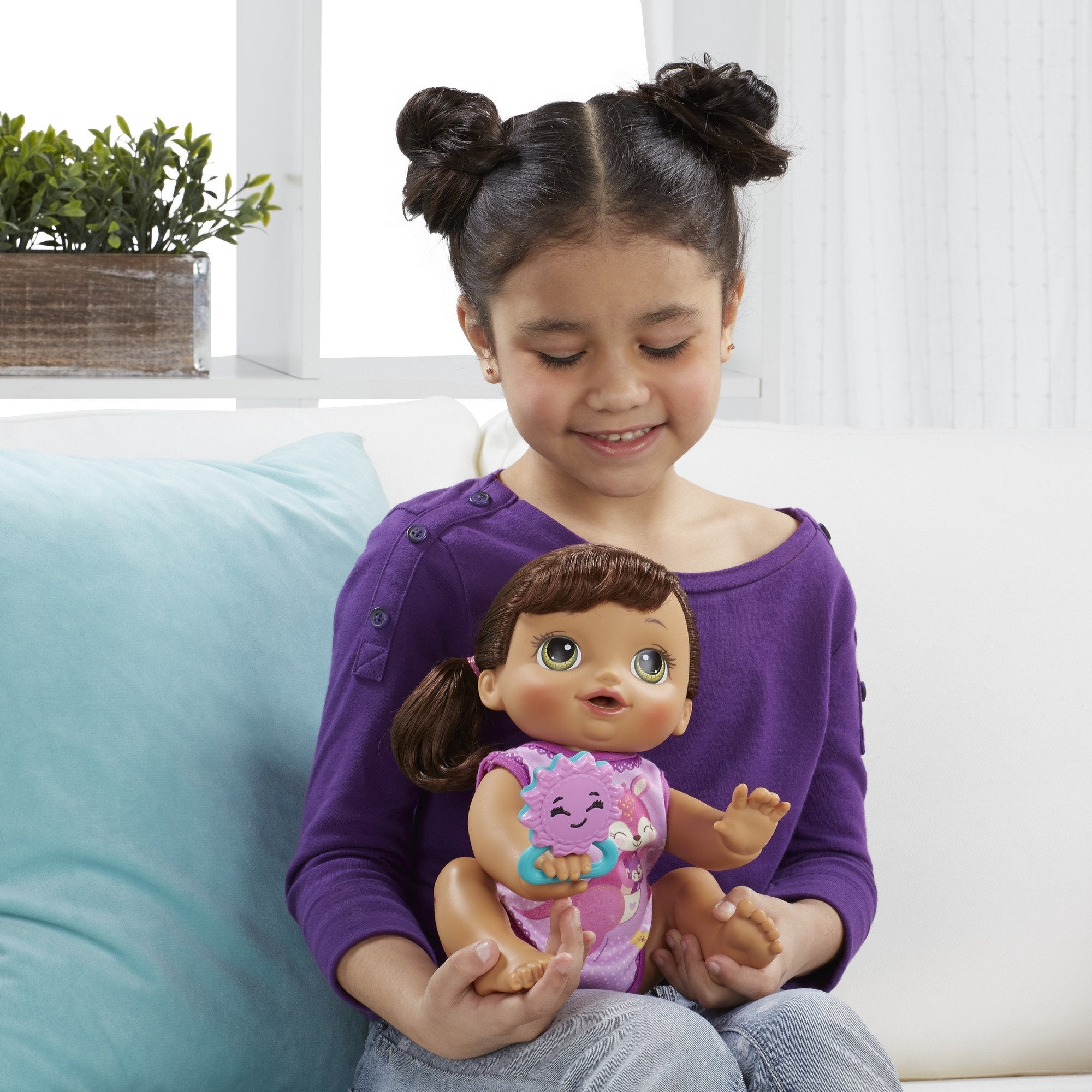 Baby Alive Brunette doll with rooted hair for styling play