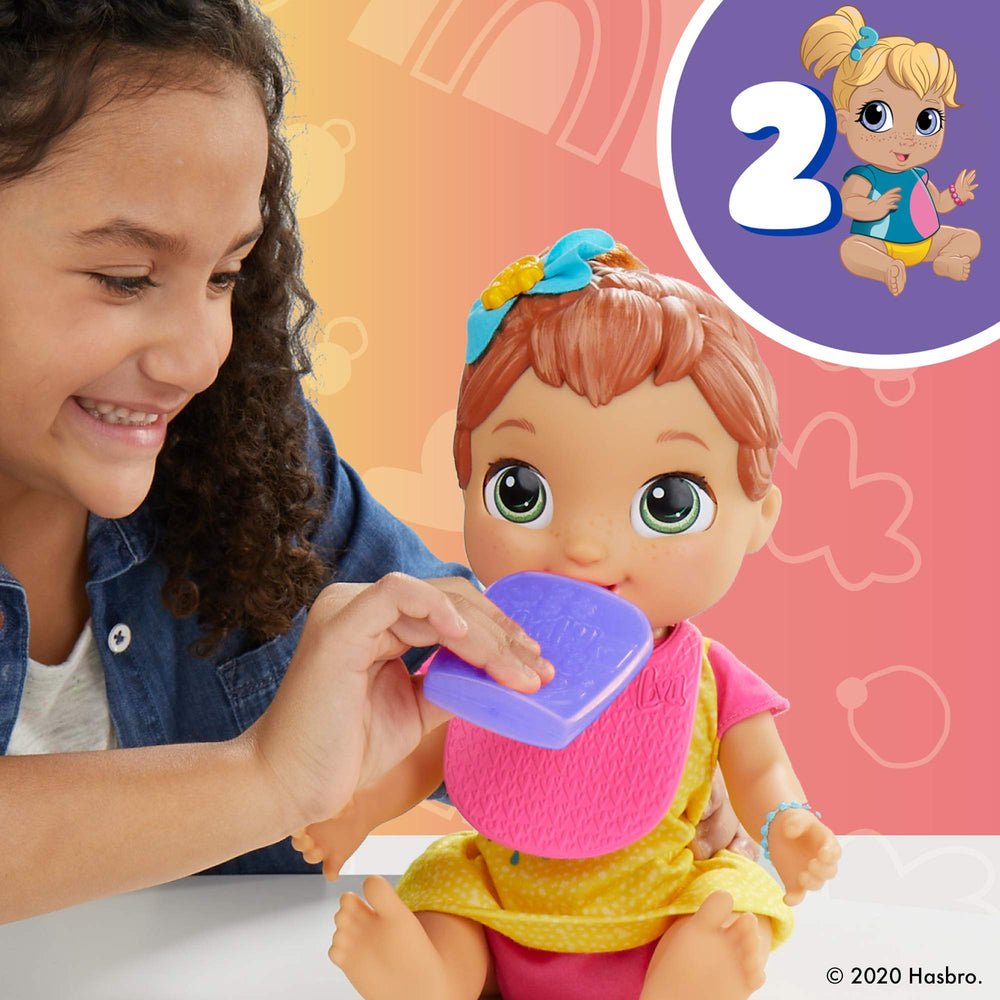 Baby Alive Baby Grows Up Happy food pouch supports interactive meals.