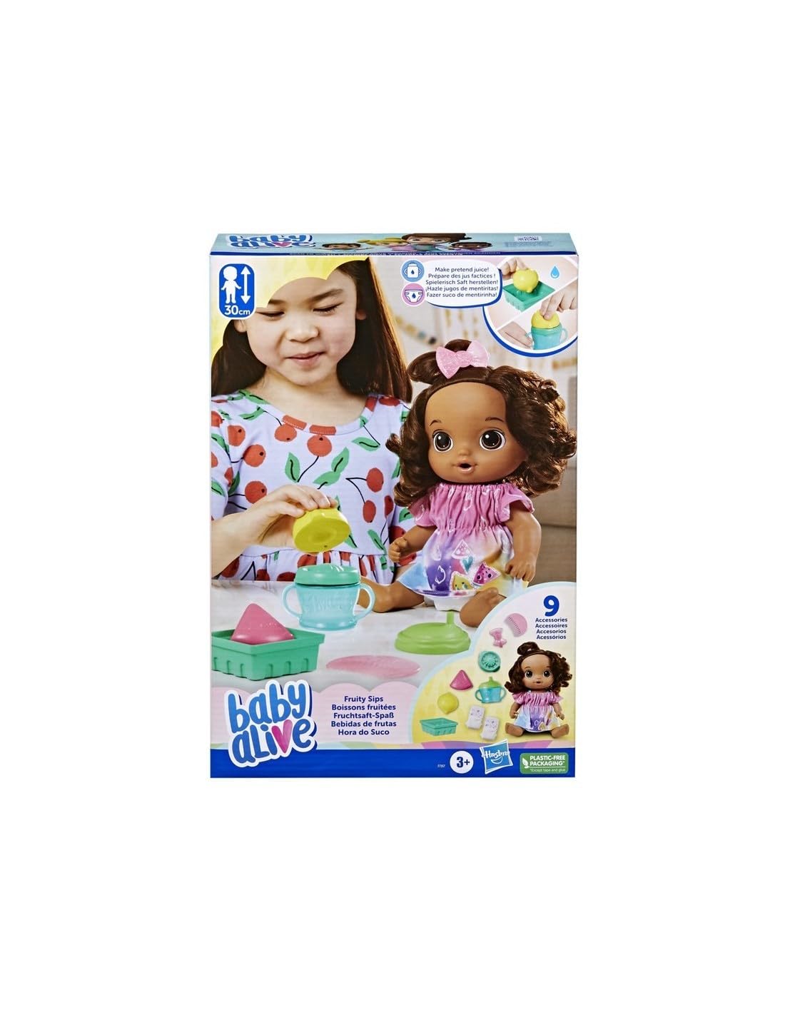 Pretend juicer with fruits for interactive play featuring Baby Alive Fruity Sips.
