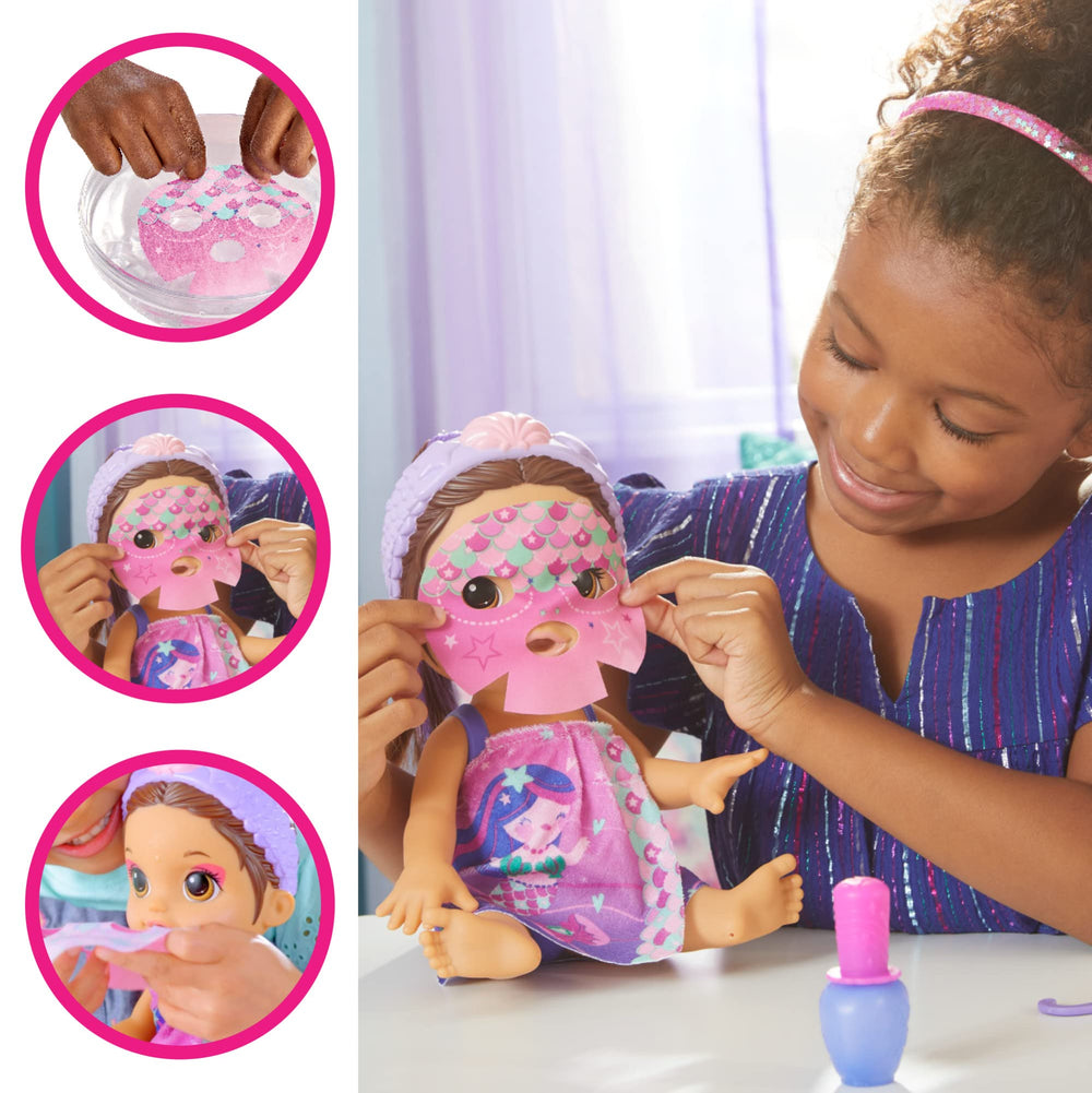 Baby Alive Glam Spa Eye Makeup Reveal after mask soak with ice water.