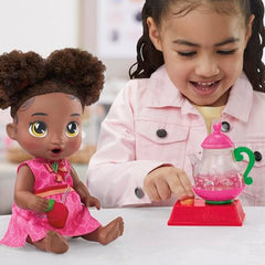 Baby Alive hair-brushing accessory with cute pigtails.