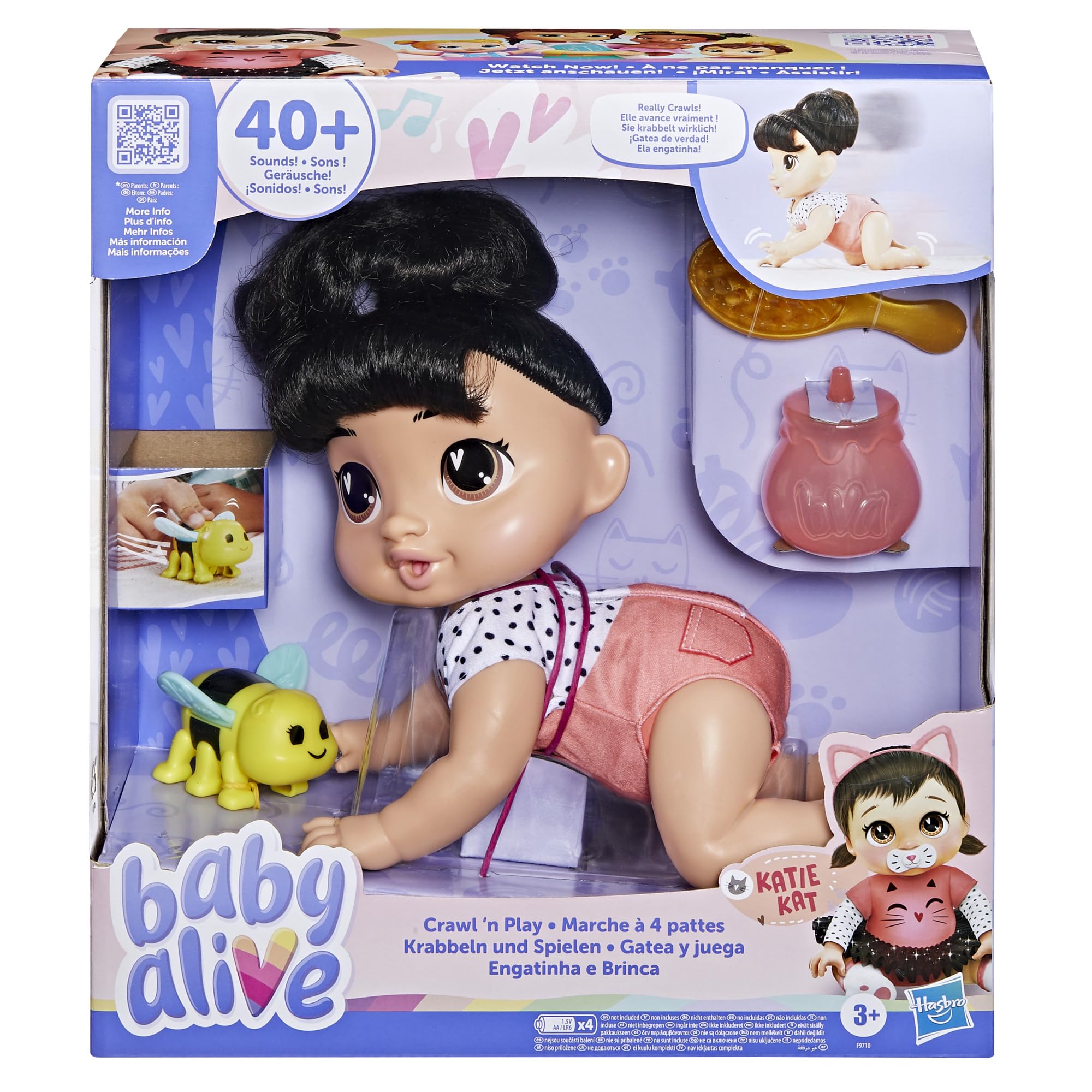Baby Alive Katie Kat crawling action on the floor for imaginative play