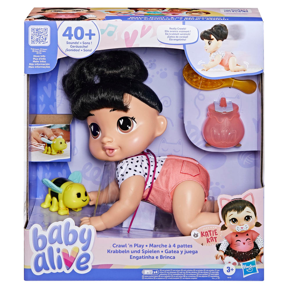Baby Alive Katie Kat crawling action on the floor for imaginative play