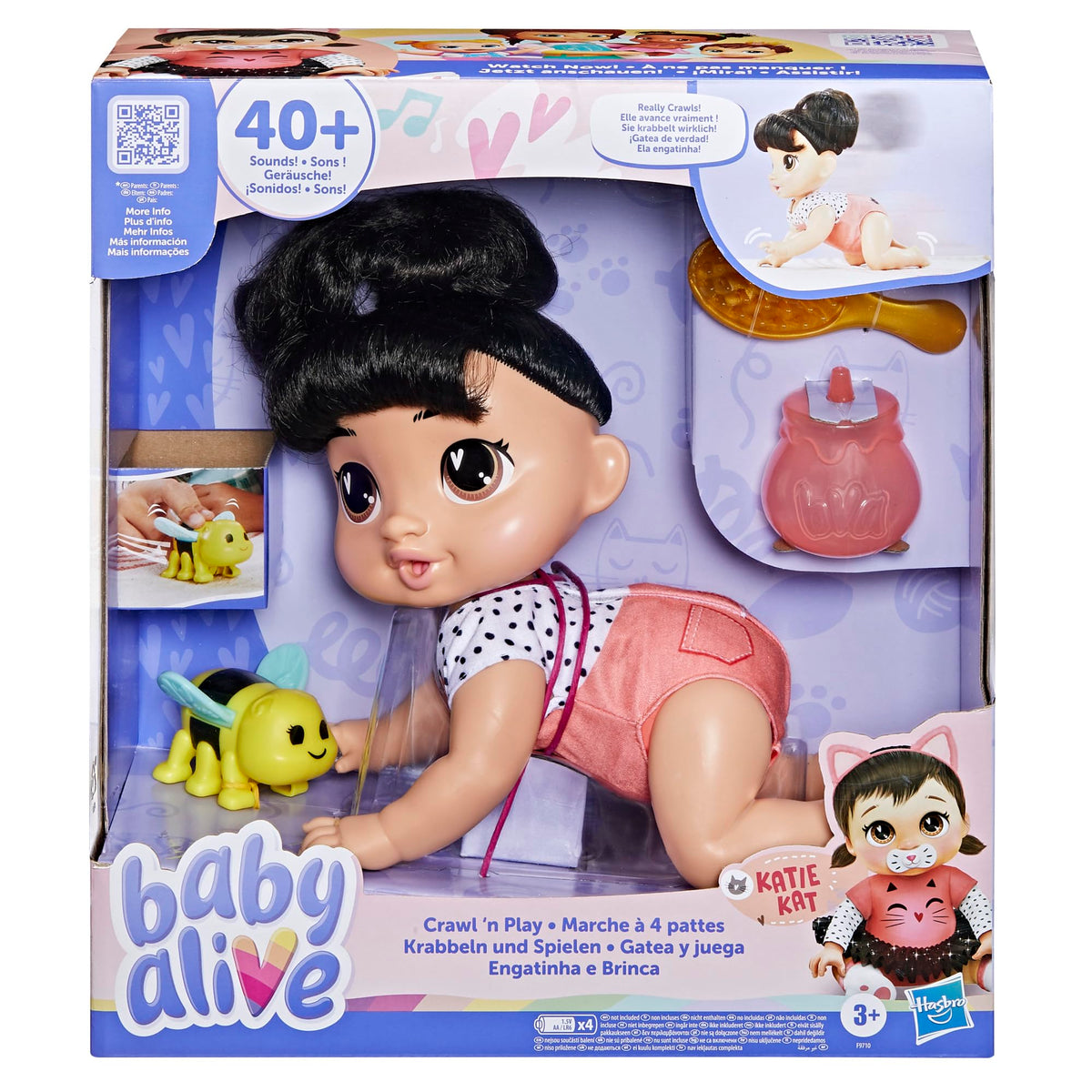 Baby Alive Katie Kat crawling action on the floor for imaginative play