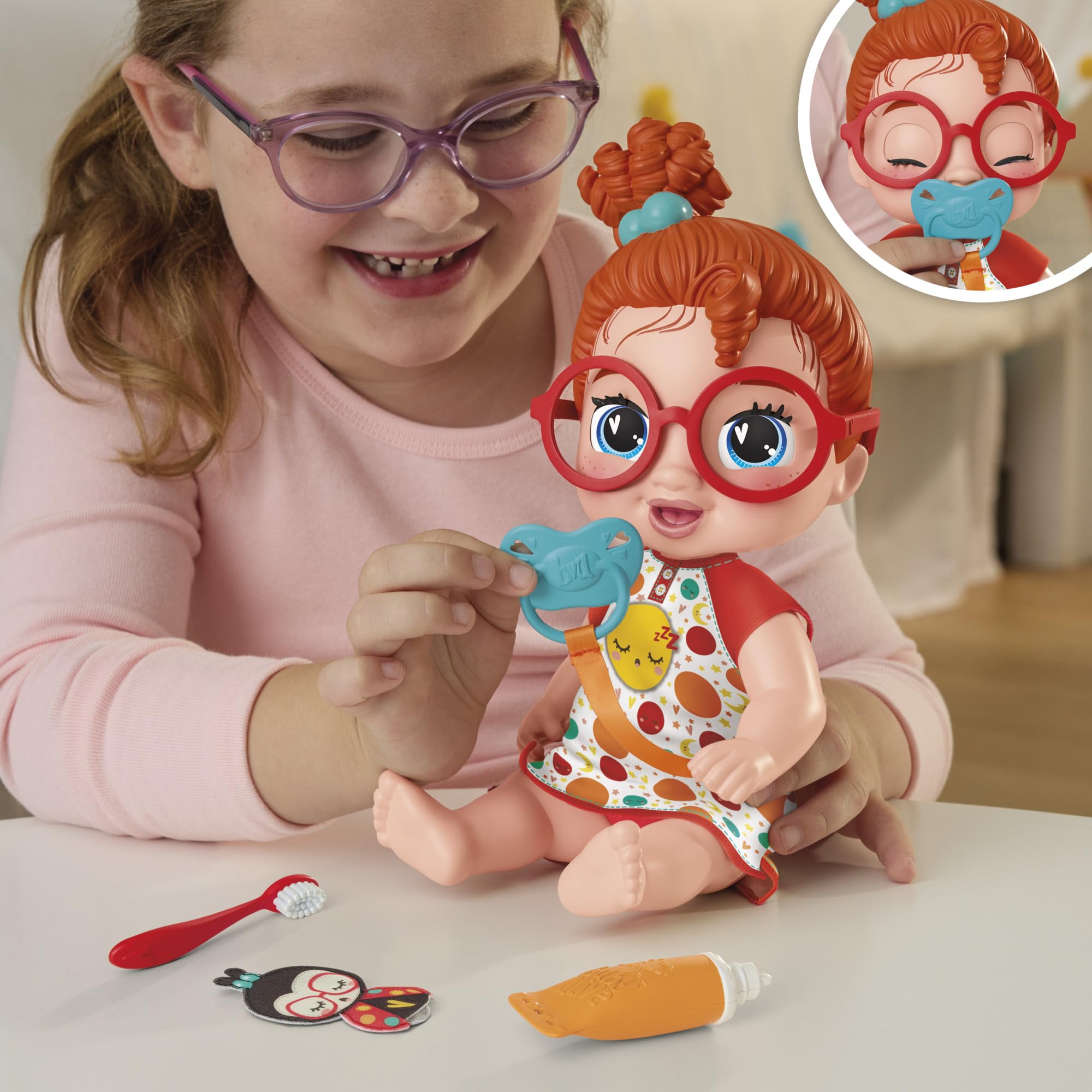 Ladybug finger puppet accompanies Dottie Doodle for storytelling during play.