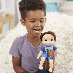 Carrier with pretend headphones supports portable playtime.