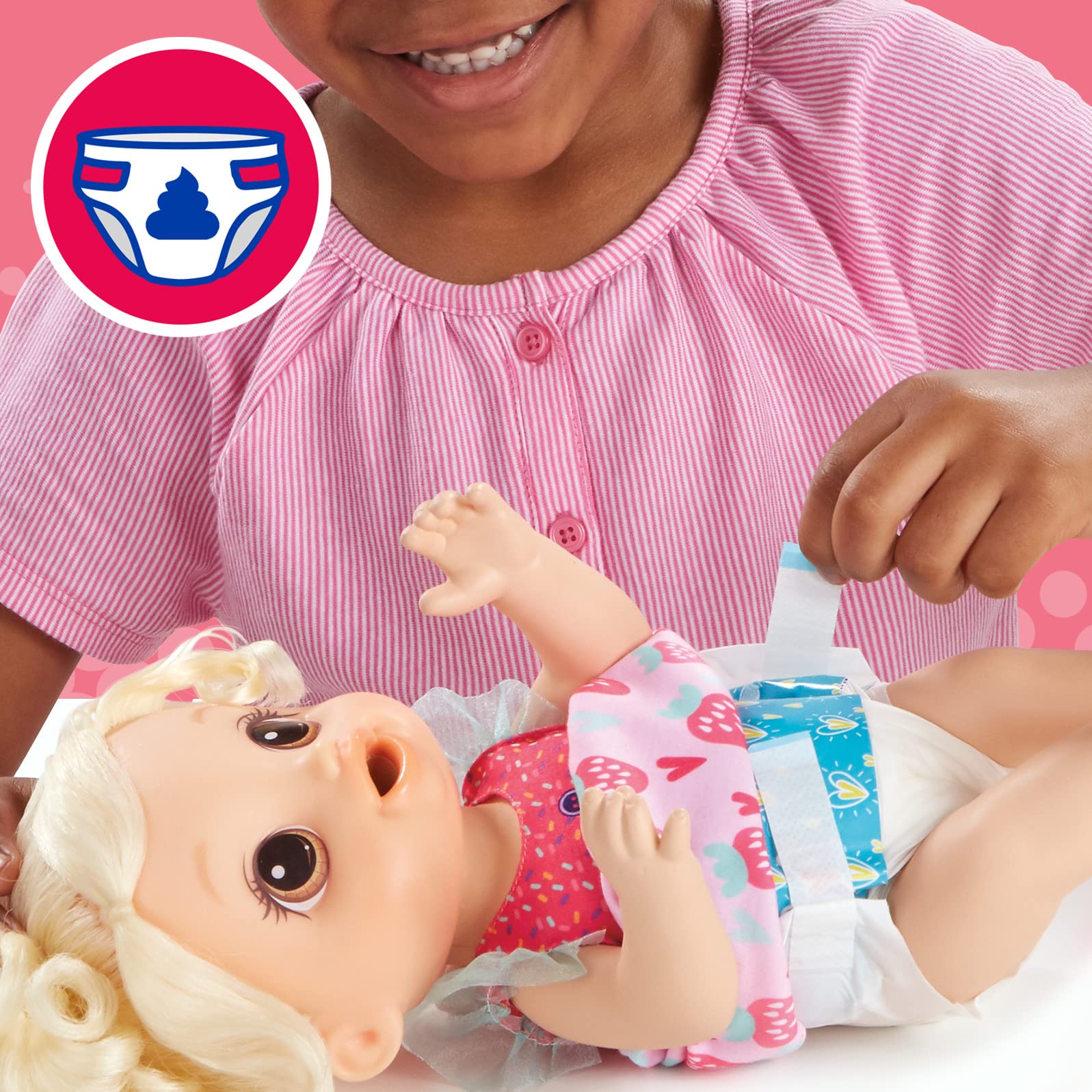 Baby Alive Magical Mixer Baby Doll with removable dress and comb for styling
