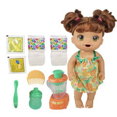 Baby Alive Magical Mixer doll and tropical blender enhance imaginative play.