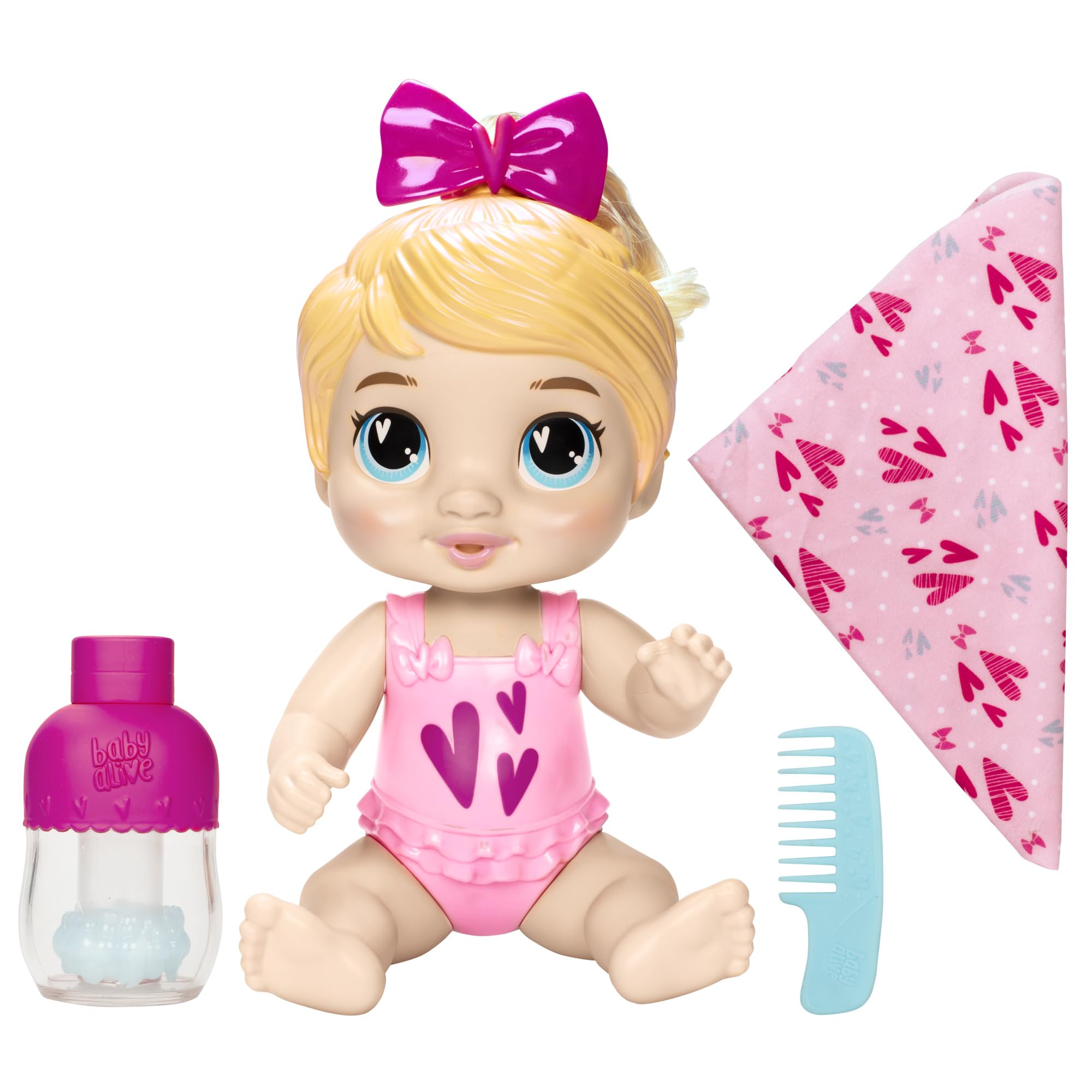 Baby Alive Harper bath-time play with shampoo and bubbles for kids' pretend routine.