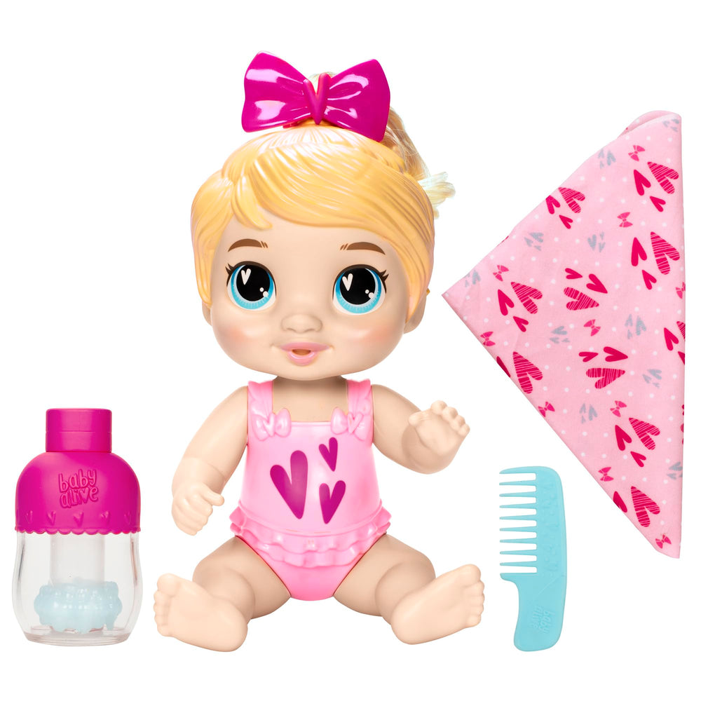 Baby Alive Harper bath-time play with shampoo and bubbles for kids' pretend routine.