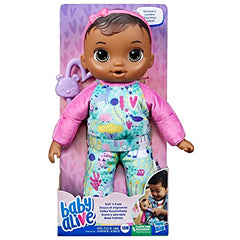 Baby Alive Soft 'n Cute doll wearing animal onesie and pink headband for pretend play.
