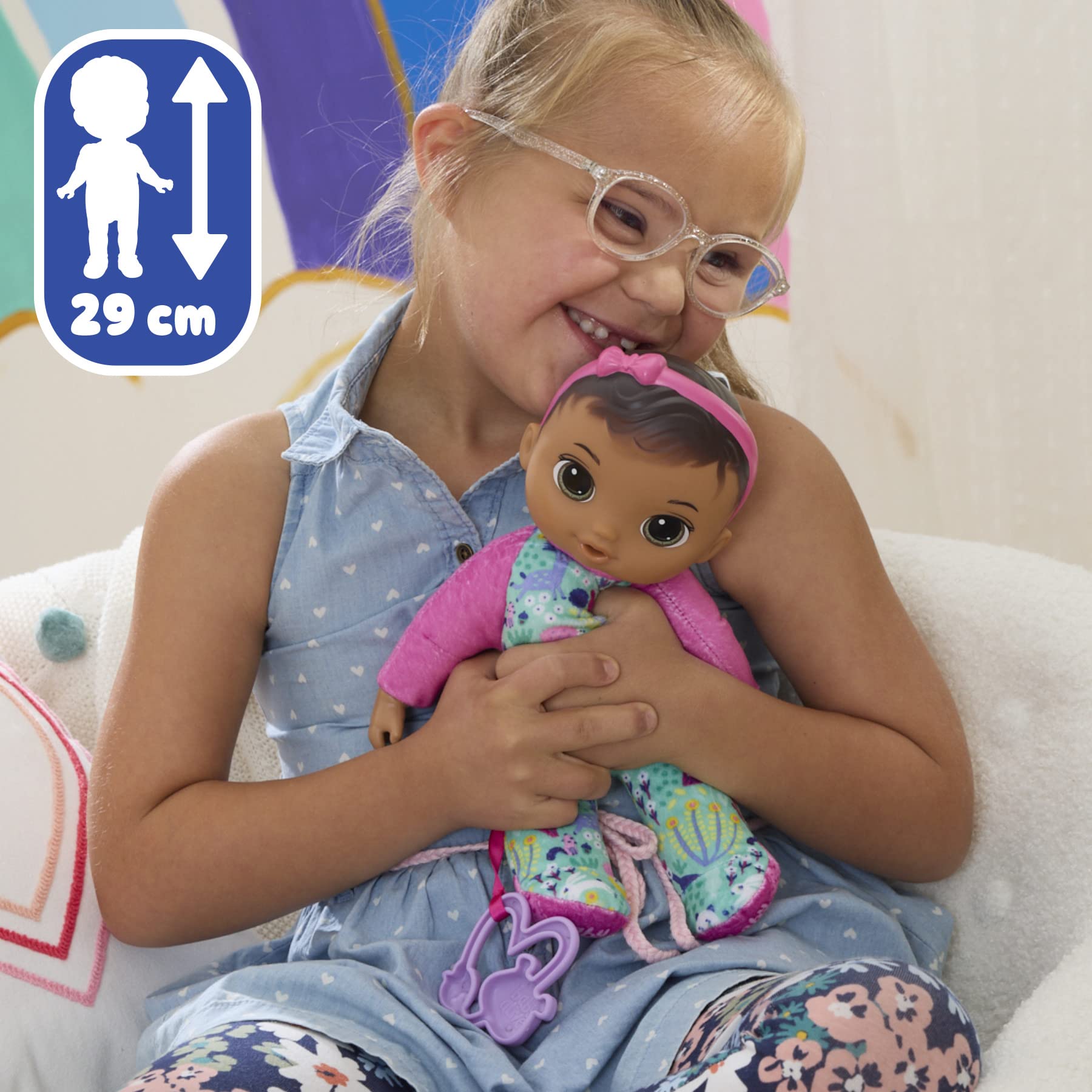 Baby Alive Soft 'n Cute doll can pose with thumb in mouth for lifelike moments.