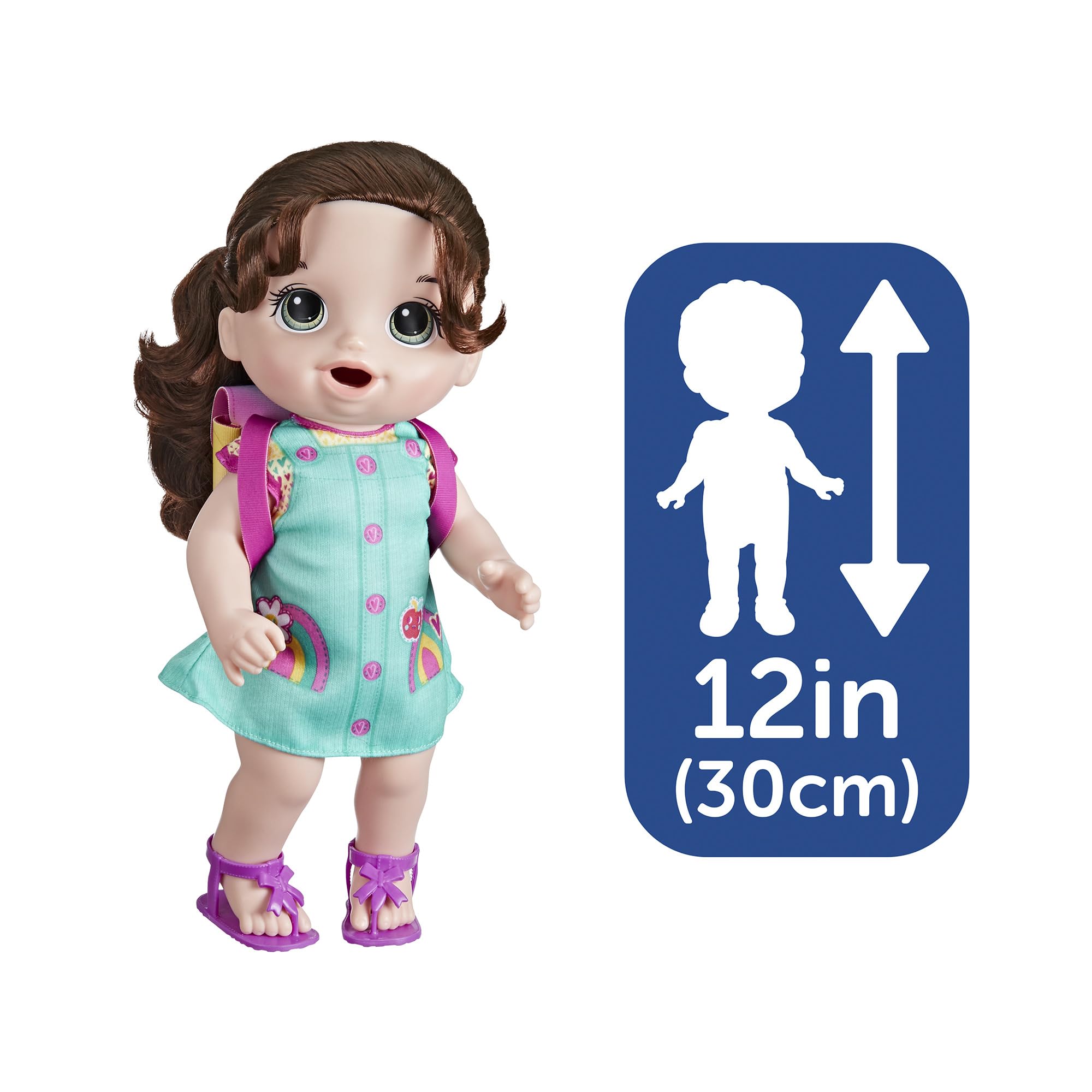 Baby Alive Time for School 12-inch doll wearing removable jumper and sandals