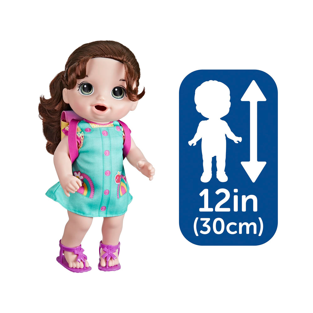 Baby Alive Time for School 12-inch doll wearing removable jumper and sandals