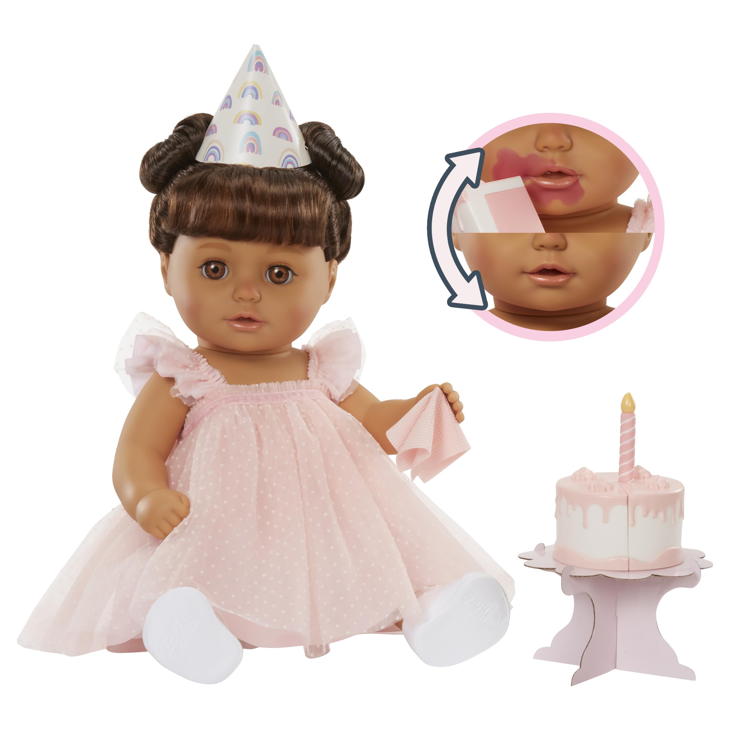 Baby Born Ava napkin wipe cleans color from mouth and cheeks
