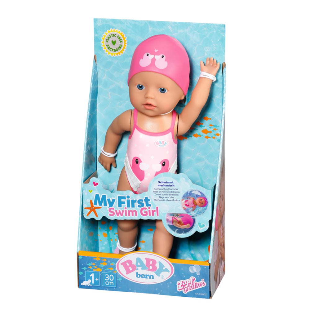 Baby Born My First Swim Girl 30 cm arm movement for water play in bath or pool.