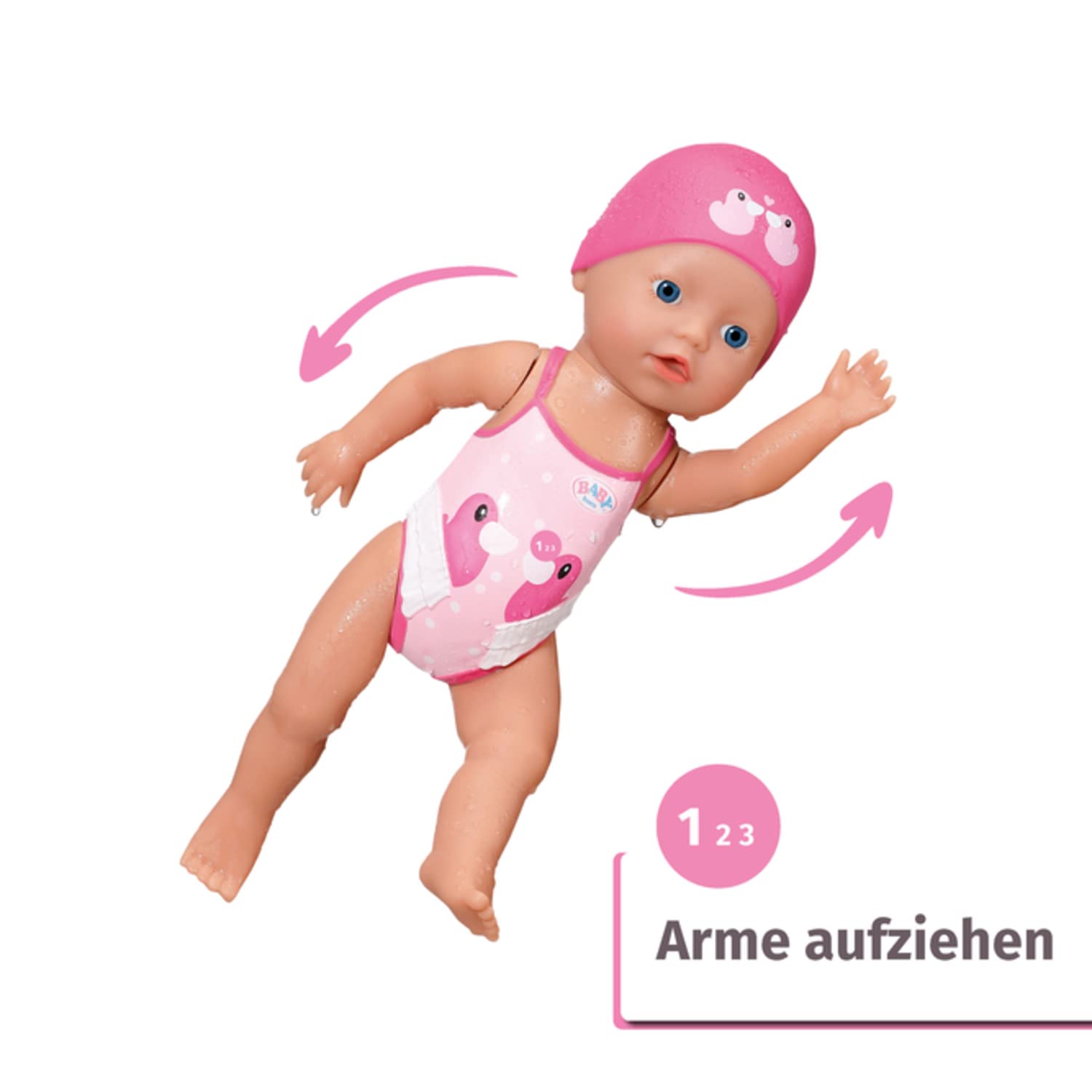 Baby Born My First Swim Girl 30 cm no-battery-needed for water play.