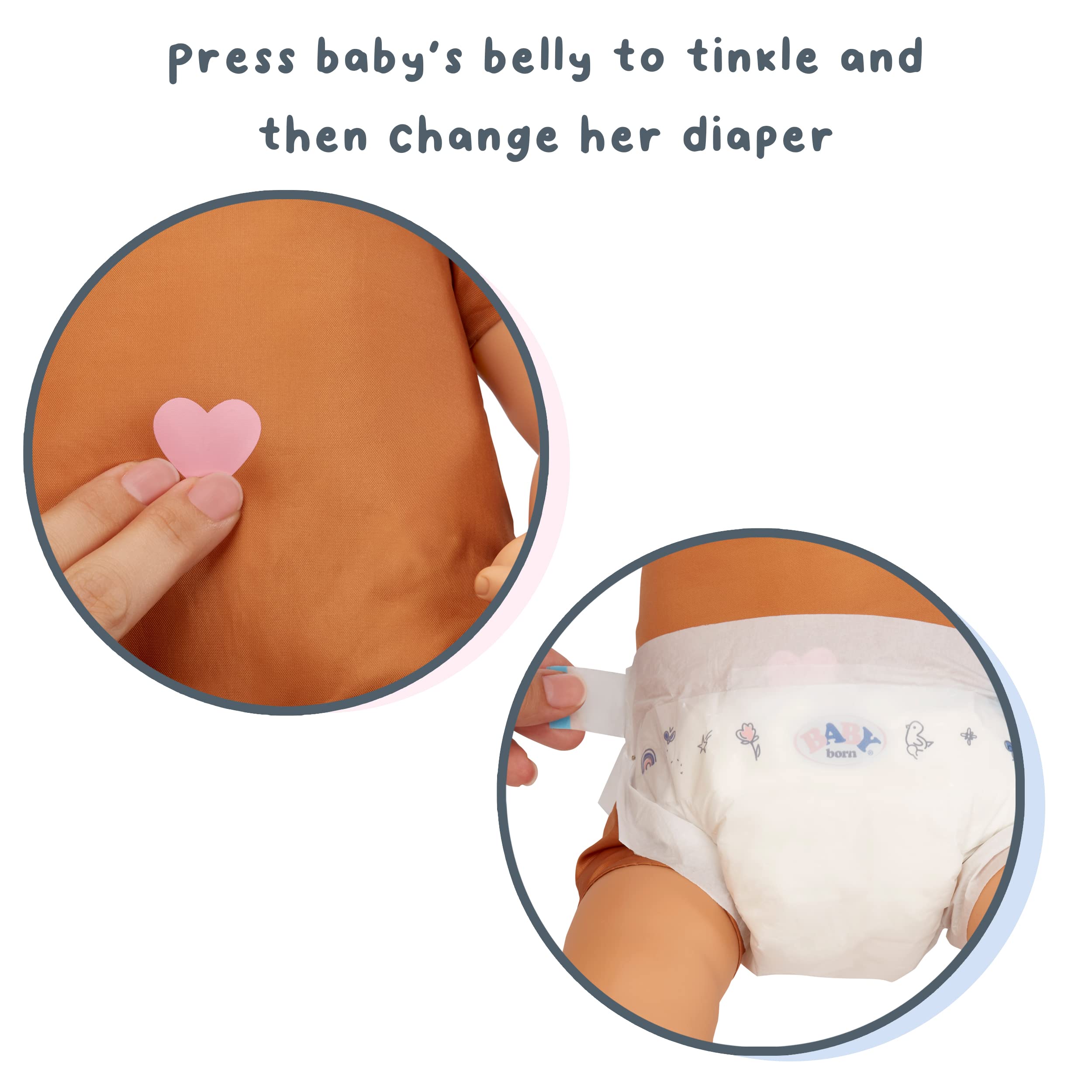 Includes outfit, bottle, pacifier, and diaper for ready play with Ava.