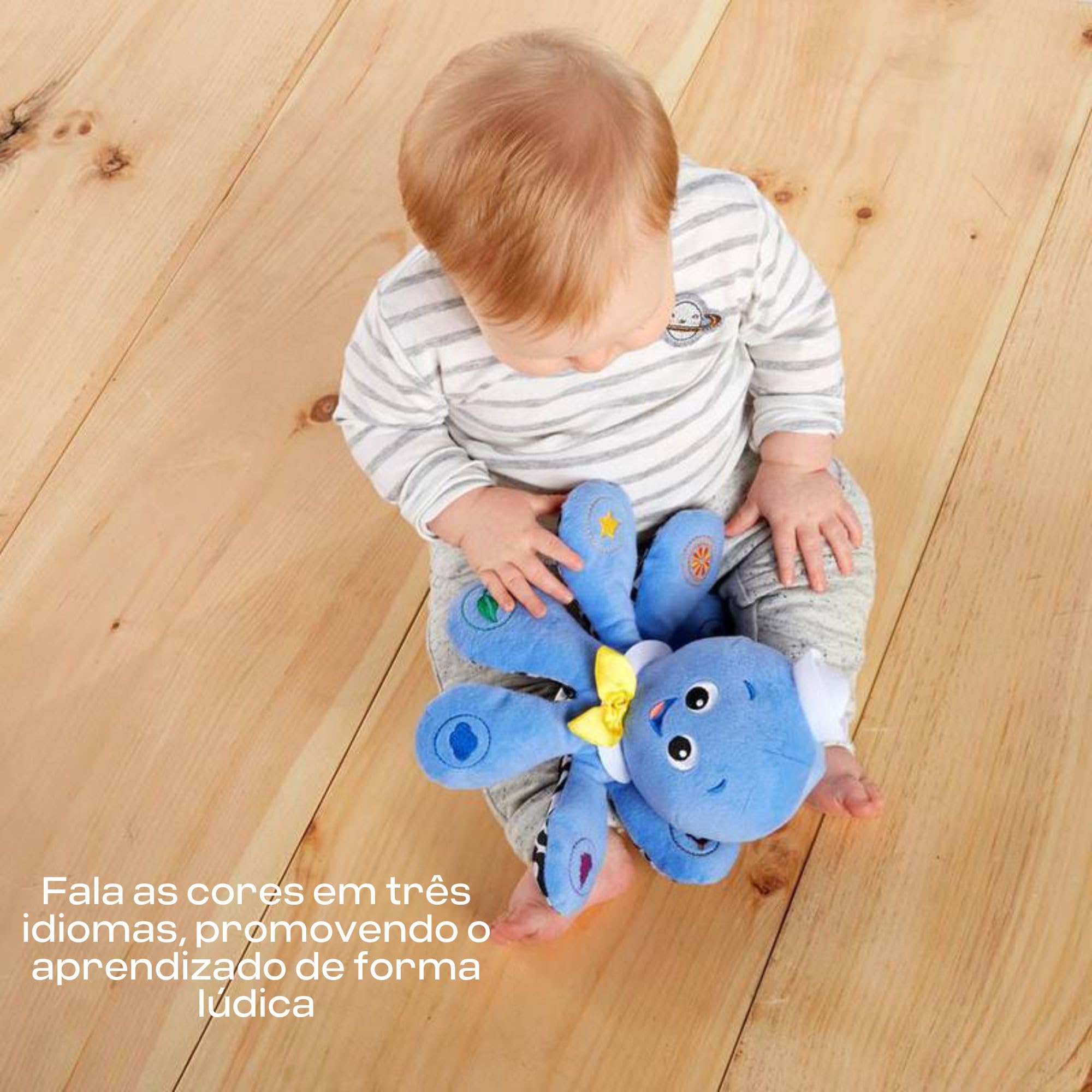 Baby Einstein Octoplush color patches on legs encourage color recognition.