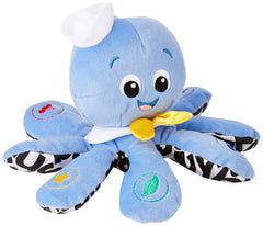 Baby Einstein Octoplush head squeeze activates gentle melodies for baby engagement.
