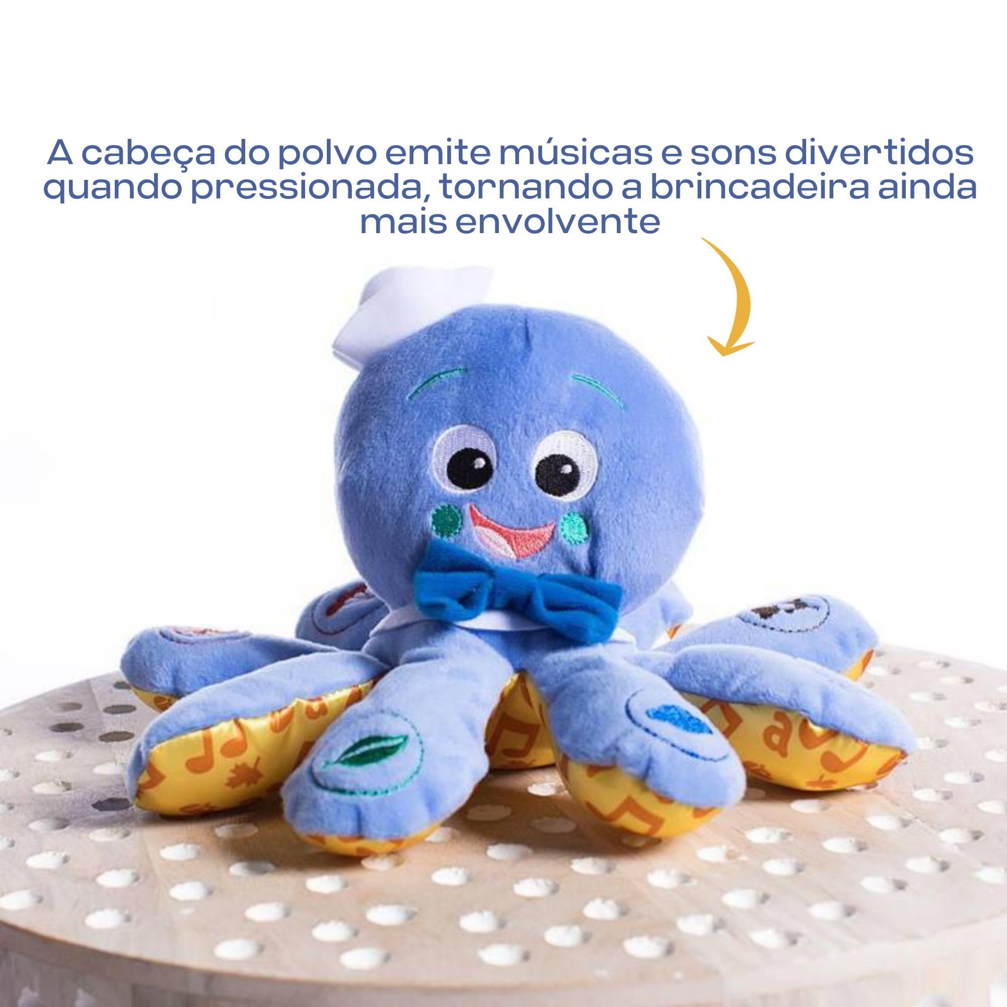 Baby Einstein Octoplush multilingual color names teach English, Spanish, and French.