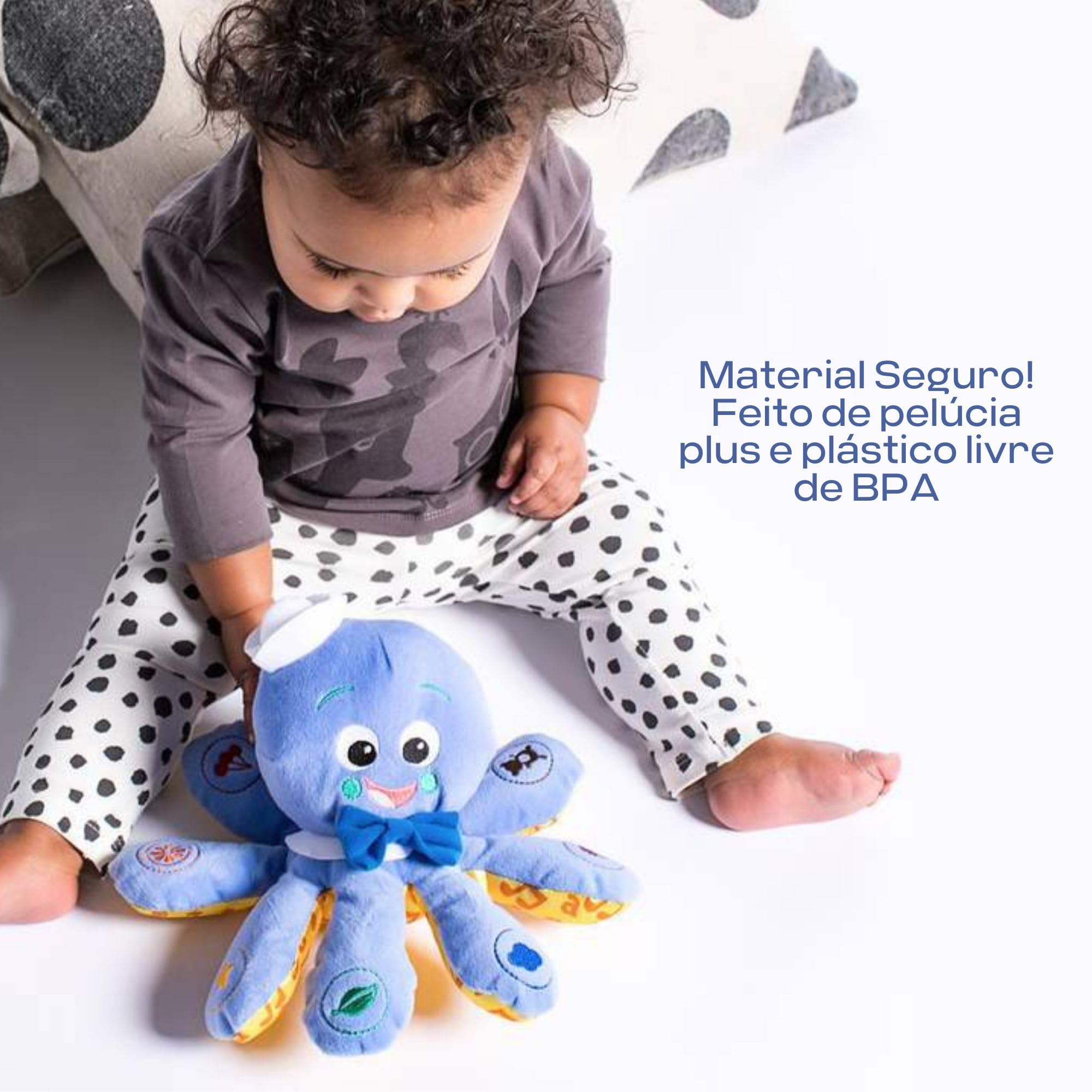 Baby Einstein Octoplush plush fabric is soft for cozy cuddling.