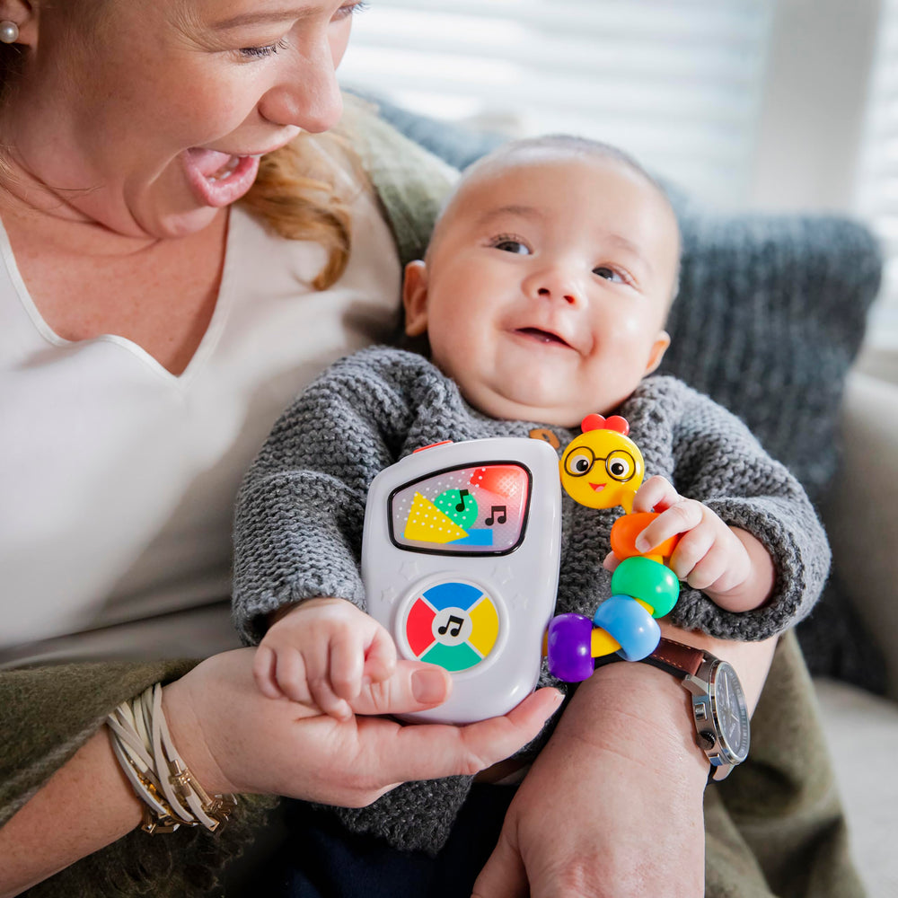 Compact, travel-friendly design makes Take Along Tunes easy to drop into a diaper bag.
