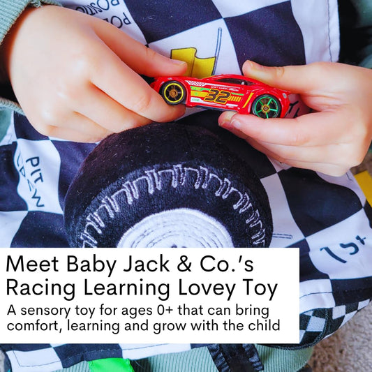 Baby Jack sensory blanket 10x10 provides compact baby comfort