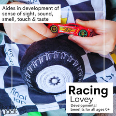 Baby Jack sports-pattern lovey supports color and shape recognition