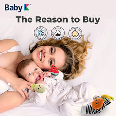 BABY K Car-seat friendly rattle set for on-the-go play.