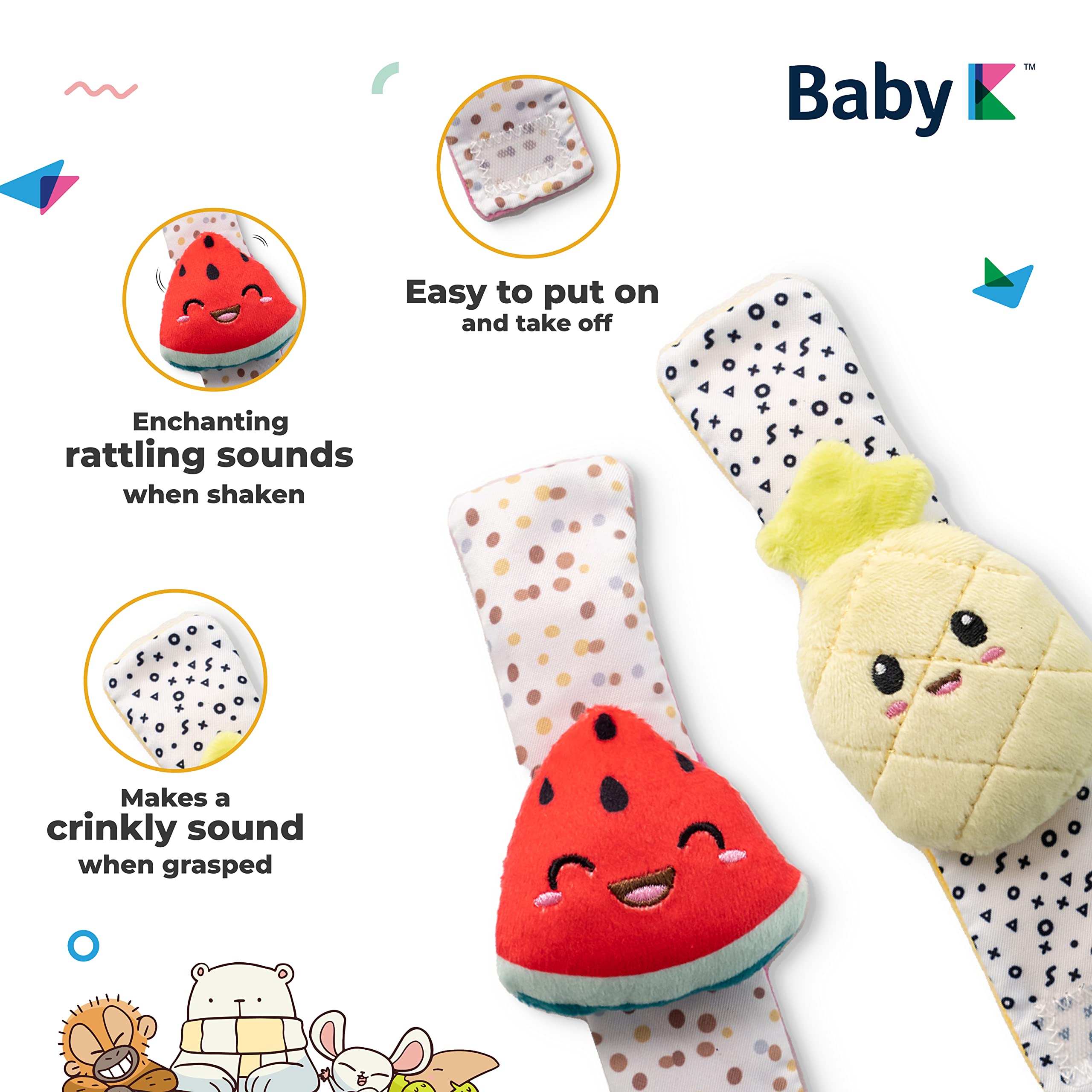 BABY K Pineapple rattle supports hand-eye coordination during play.
