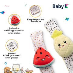 BABY K Pineapple rattle supports hand-eye coordination during play.