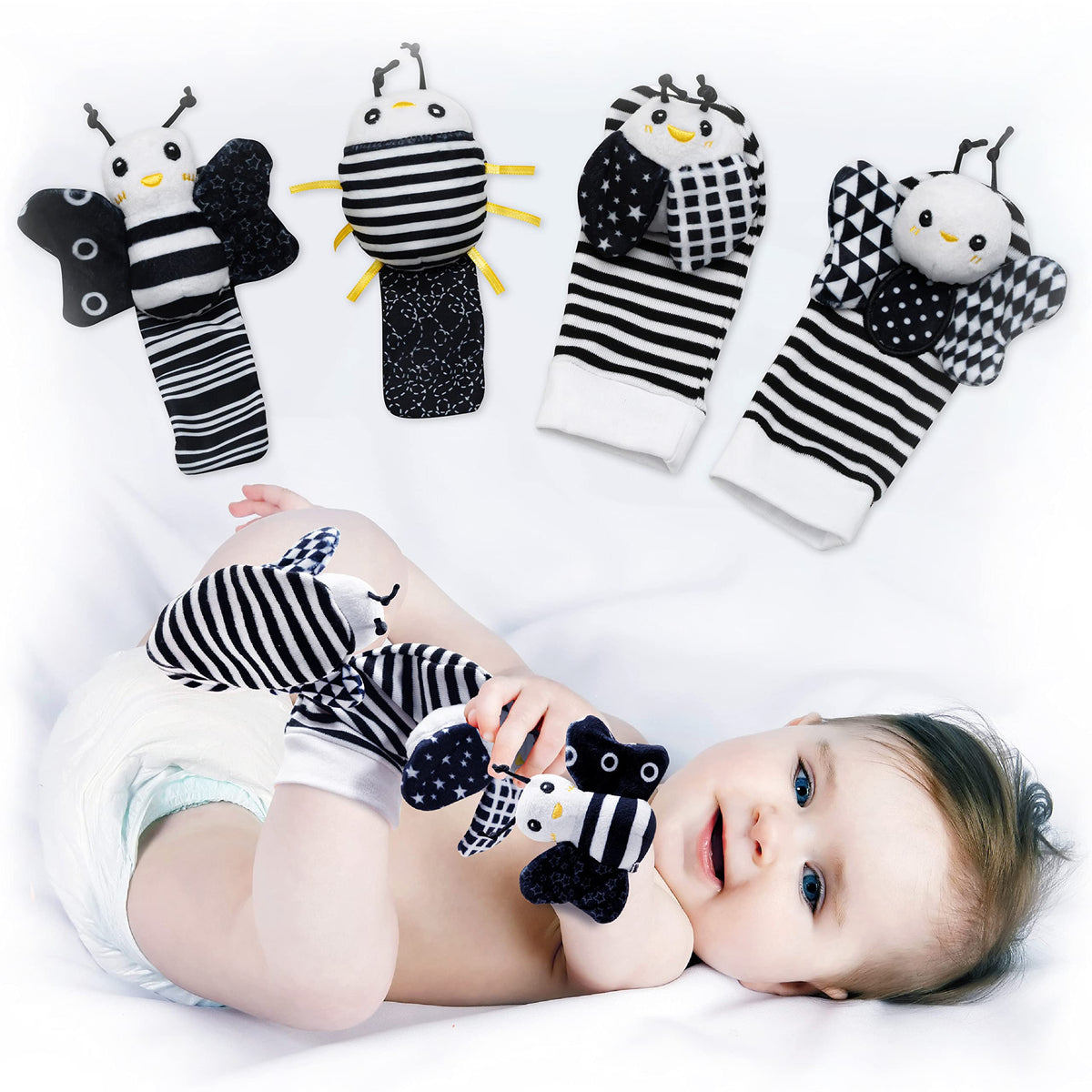 BABY K wrist rattles with bug friends stimulate early senses