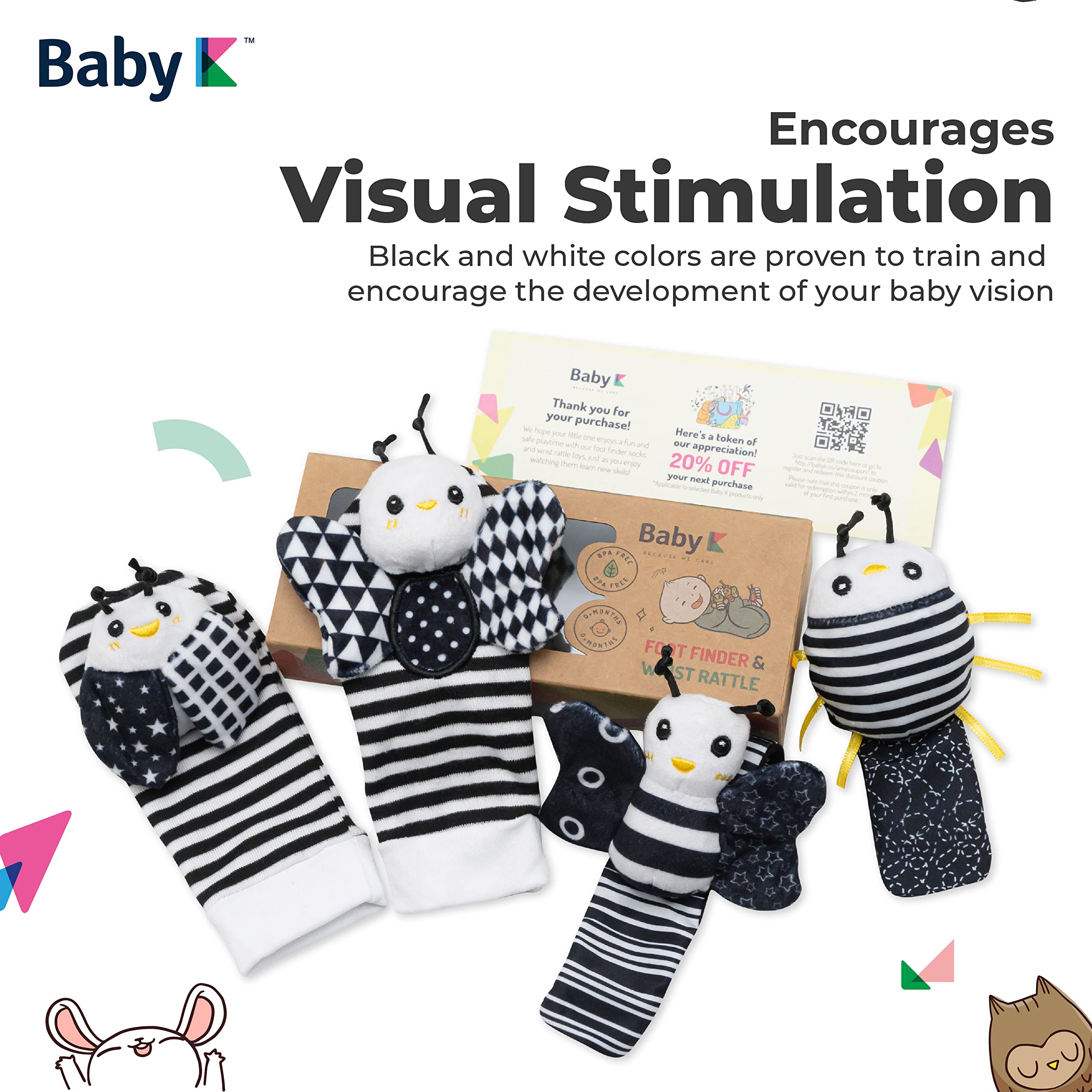 BABY K travel-friendly newborn toy set for car seats and strollers