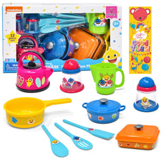Baby Shark kitchen playset with pots for imaginative cooking play
