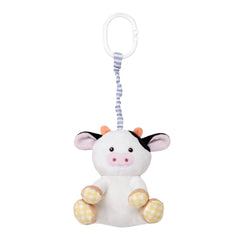 Baby Starters cow chime pull-to-jiggle feature promotes gentle vibration for interactive infant play