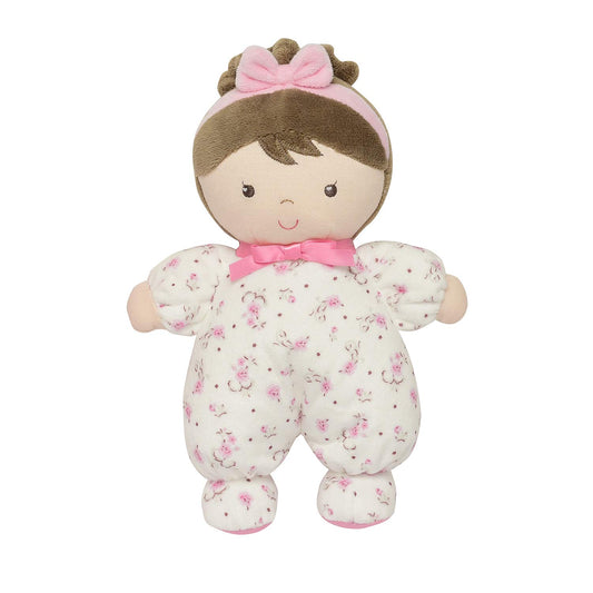 Baby Starters Jackie doll with rattle in pink vintage rose, for engaging newborn play.