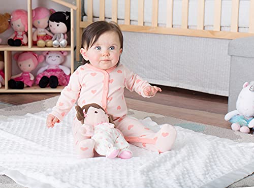 Olivia doll with rattle adds gentle entertainment for baby play.
