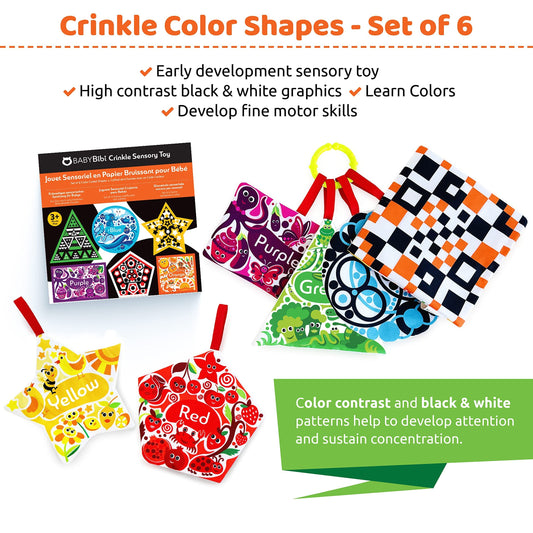 BabyBibi textured crinkle toy closeup for tactile exploration