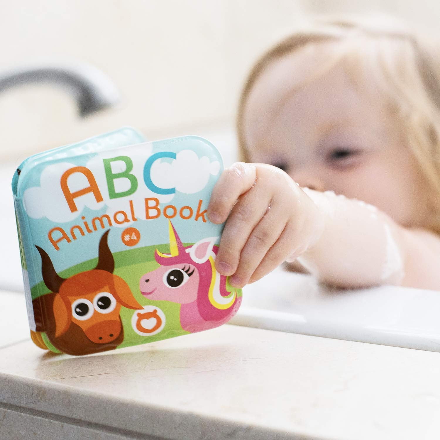 BabyBibi squeaking-bath-time-toy with squeezable sound enhances sensory play during tubs.