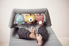 Close-up of BabyBjörn Soft Friends fabric—soft cotton and 3D Jersey against skin
