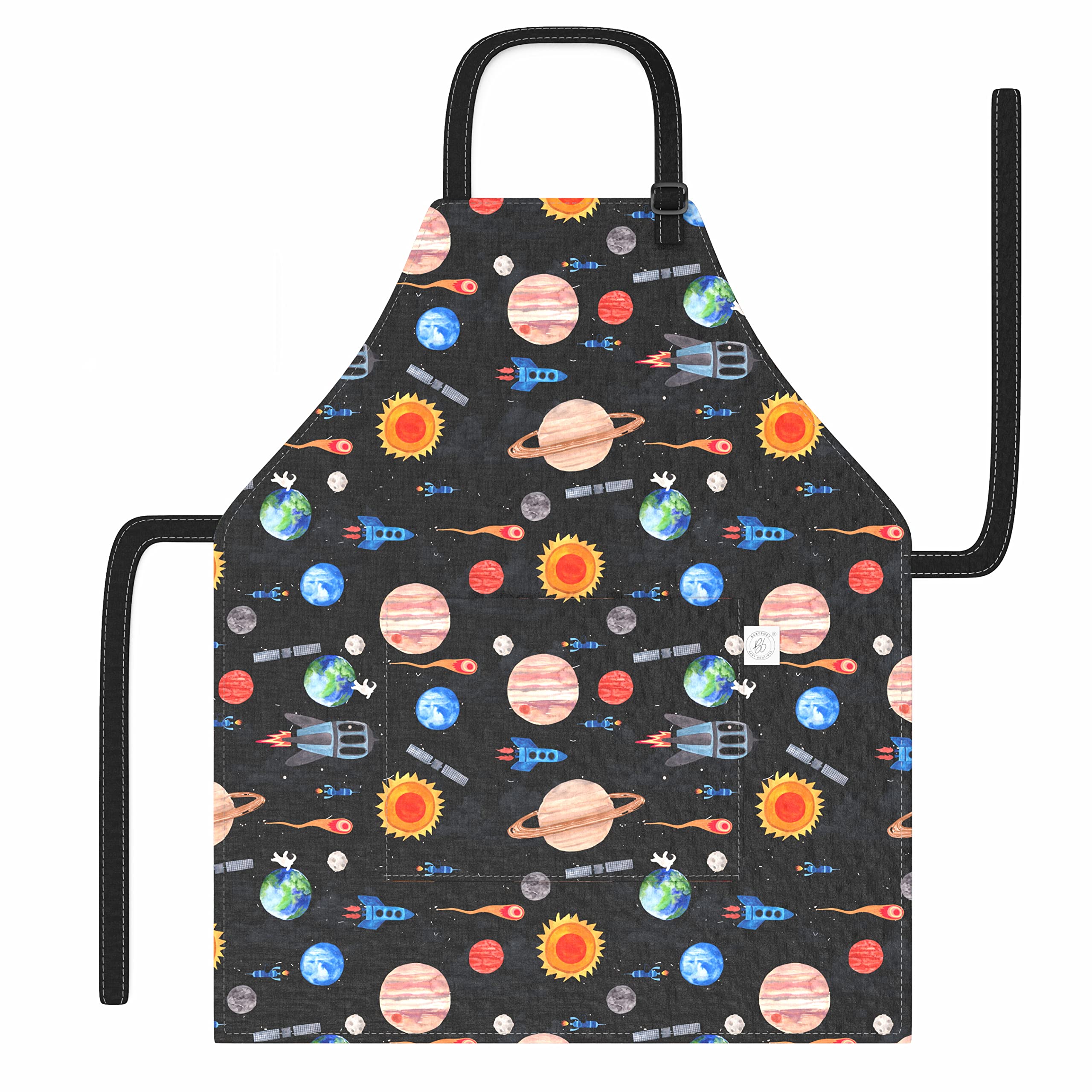 BABYBOET Cosmic apron front view keeps kids tidy during crafts